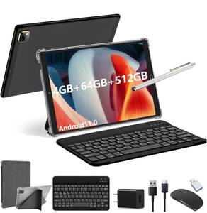 【2023アップグレード版】2in1タブレットPC 10.1インチ wi-fiモデル 4GB RAM +64GB ROM +512GB拡張可能6000mAhキーボード付き