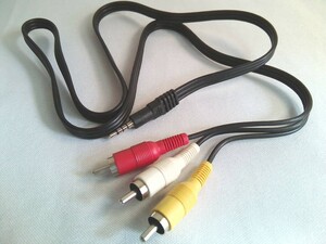 オーディオ変換ケーブル 1ｍ （赤/ 白/黄）　3ピン オス　RCA ⇔ 3.5mmミニプラグ 4極　オス
