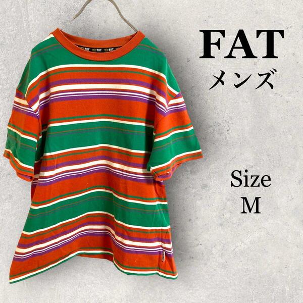 GS1560 FAT【M】メンズ　ボーダーシャツ　厚手　緑　オレンジ　コットン　エフエーティー