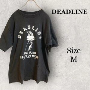 GS1561 Deadline【M】メンズ　半袖シャツ　ビックロゴ　ブラック デッドライン
