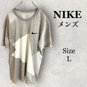 GS1565 ナイキ【L】NIKE グレー半袖Tシャツ　バイカラー　薄手