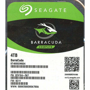 【中古】SEAGATE製HDD ST4000DM004 4TB SATA600 1000～2000時間以内 [管理:1050022389]