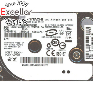 HITACHI Note for HDD 1.8inch HTC368040H5CE00 40GB 5mm [ control :1000019251]