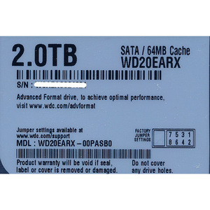Western Digital製HDD WD20EARX 2TB SATA600 [管理:20343739]