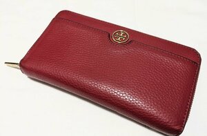 ■トリバーチ 長財布 ラウンドファスナー レザー 赤 TORY BURCH■