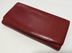 ■コーチ 長財布 かぶせ蓋 レザー 赤 COACH■