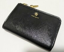 ■マリークワント 小銭入れ コインケース ジップ レザー 黒 財布 MARY QUANT■_画像1