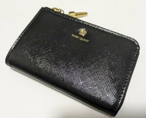 ■マリークワント 小銭入れ コインケース ジップ レザー 黒 財布 MARY QUANT■