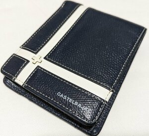 ■カステルバジャック ２つ折り財布 レザー 紺 CASTELBAJAC■