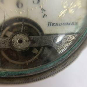 8667 ジャンク ヘブドマス HEBDOMAS 懐中時計 8DAYS 手巻 花模様 スケルトン スイス製 全数字アラビア白文字盤 アンティーク の画像5