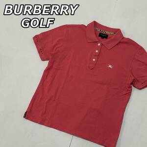 【BURBERRY GOLF】バーバリー ゴルフ ウェア 鹿の子生地 ポロシャツ ホースマーク ロゴ 刺繍 ピンク BGV70-007-14