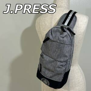 【J.PRESS】ジェイプレス ボディバッグ ワンショルダー 斜め掛け かばん インナーフック付き 青系 ブルー