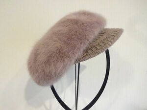 S レディース・婦人用 S　紫色　モコモコハット　キャスケット サイズ５６cm　キャップ　帽子　ニットキャップ