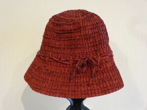 S EXOAH S レディース・婦人用　赤色帽子　バケットハット　サイズ５７・５cm　キャップ　帽子　日本製　