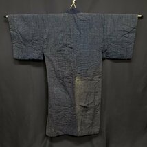 【宝蔵】時代物 古布 襤褸 野良着 藍染 木綿 着丈125cm ボロ ぼろ 古生地 ③_画像2