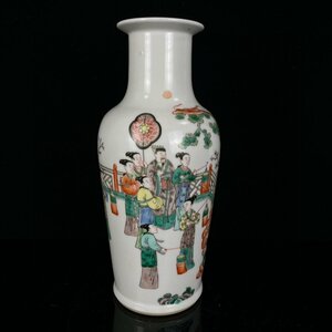 ◆古寳堂◆清 康熙年製款 粉彩 人物紋 花瓶 古陶瓷品 極細工 古置物 古擺件 中国古美術 時代物 古董品