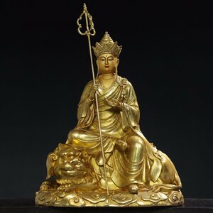 ◆古寳堂◆清 銅製 塗金 地藏王菩薩像 仏教古美術 供養品 極細工 古置物 古擺件 中国古美術 時代物 古董品