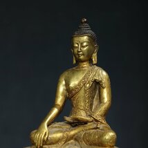 ◆古寳堂◆清 銅製 塗金 阿彌托仏 仏教古美術 供養品 極細工 古置物 古擺件 中国古美術 時代物 古董品_画像7