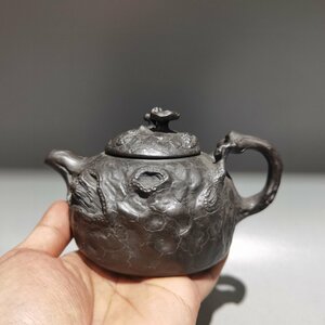 ◆古寳堂◆清代 紫砂壺 供春壺 福記 黄砂 茶具 茶道品 極細工 古置物 古擺件 中国古美術 時代物 古董品