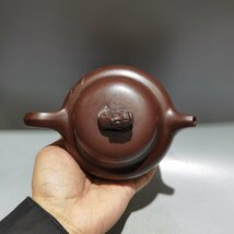 ◆古寳堂◆近現代 紫砂壺 芭蕉金蝉壺 顧景舟 紫泥 茶具 茶道品 極細工 古置物 古擺件 中国古美術 時代物 古董品_画像6