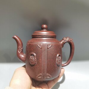 ◆古寳堂◆近現代 紫砂壺 窯變大宅門壺 顧景舟 紅泥 茶具 茶道品 極細工 古置物 古擺件 中国古美術 時代物 古董品