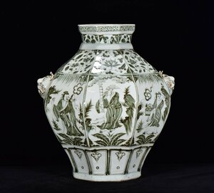 ◆古寳堂◆元 青花 八仙紋 六方罐 古陶瓷品 極細工 古置物 古擺件 中国古美術 時代物 古董品