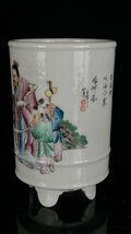 ◆古寳堂◆清 雍正年製款 粉彩 人物紋 筆筒 古陶瓷品 極細工 古置物 古擺件 中国古美術 時代物 古董品_画像3
