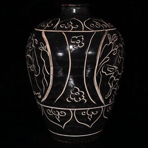 ◆古寳堂◆宋 吉州窯 人物紋 梅瓶 古陶瓷品 極細工 古置物 古擺件 中国古美術 時代物 古董品