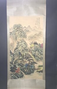 ◆古寳堂◆真作・中国書画『近現代画家陳少梅・山水画・六尺中堂画・宣紙』肉筆紙本・掛け軸・書画立軸・中国美術・コレクター必見