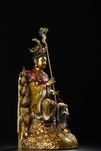 ◆古寳堂◆清 銅製 金鍍 彩繪 西王母造像 仏教古美術 供養品 極細工 古置物 古擺件 中国古美術 時代物 古董品_画像6