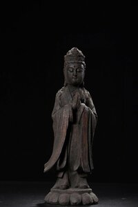 ◆古寳堂◆清 沈む香木製 細密彫 觀音菩薩造像 仏教古美術 供養品 賞物 極細工 古置物 古擺件 中国古美術 時代物 古董品