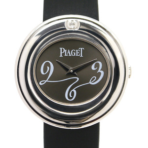 ピアジェ PIAGET ポセション 1Pダイヤモンド P10275 レディース クオーツ 750WG 金無垢 サテンストラップ グレー文字盤