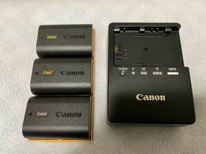 CANON カメラ用バッテリーLP-E6NH x3個+充電器LC-E6 +おまけLC-E6 使用頻度少ない中古　キャノン 