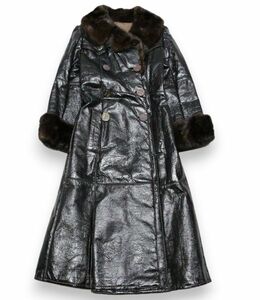 * super-rare * Vintage Christian Dior Christian Dior mink fur leather long coat black France made regular goods 