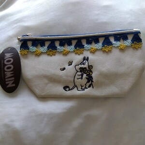 新品　未使用　ムーミン　MOOMIN　フローラル　レース　刺繍　ポーチ