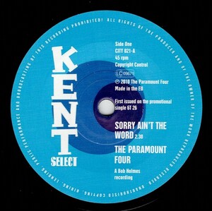 The Paramount Four / Sorry Ain’t The Word ♪ James Carpenter / A State Of Mind (Kent City)