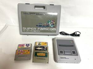 【Y649】任天堂/Nintendo/スーパーファミコン/SFC/本体/コントローラー/ソフト5点/ケース/電源コード/AVケーブル無し/動作確認済