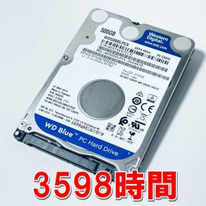 【HDD 500GB】WD Blue 2.5インチ 7ｍｍ ハードディスク 使用時間3598時間　[SC3C500HD101]