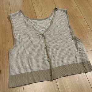 ニコアンド　2WAY柄ショートベスト　ベージュ　Mサイズ