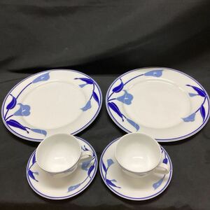 GraceFord Blue Lily カップ & ソーサー 大皿 2枚セット 食器 洋食器 ティーカップ コーヒーカップ ティータイム