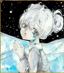 Art Auction Hand-drawn illustration mini colored paper [Aqua] original, comics, anime goods, hand drawn illustration