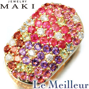 Ювелирные изделия Maki MultyColor Pave Top Top Ruby 0,7CT Diamond 0,28CT K18 Maki использовал Prelabudo return OK