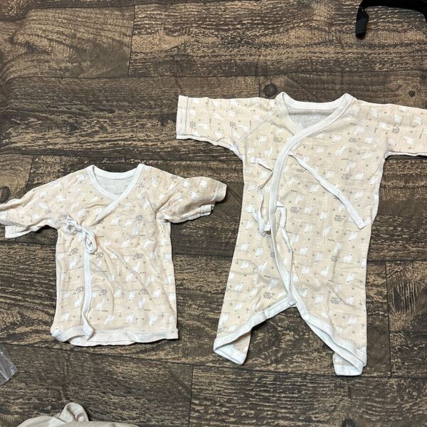 短肌着 コンビ肌着 2枚セット 出産準備 ベビー肌着 新生児肌着 肌着 新生児 アルパカ柄 可愛い