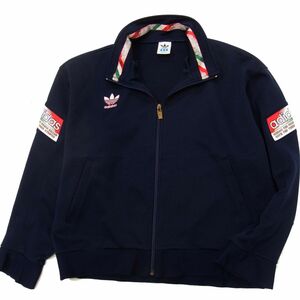 90’s☆adidas アディダス トラックジャケット ジップジャケット ジャージ ネイビー メンズ デサント社製 トレフォイル 1円スタート