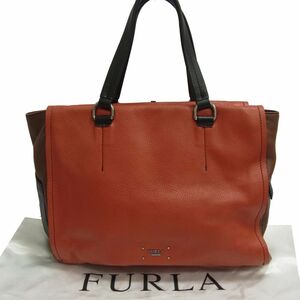 ☆FURLA UOMO フルラ レザーショルダーバッグ レザートートバッグ イタリア製 メンズ 肩掛け 保存袋付き 1円スタート