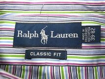 美品☆RALPH LAUREN ラルフローレン 長袖 ストライプ シャツ ボタンダウン メンズ クラシックフィット 1円スタート_画像7