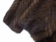 高級毛皮◇シェブロンカット ミンクコート MINK FUR ダークブラウン 毛艶 毛並 良好 11号 レディース 1円スタート_画像6