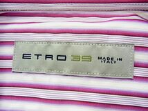 美品 春物◇ETRO エトロ 長袖シャツ マルチストライプ柄 ロゴボタン メンズ 美シルエット イタリア製 1円スタート_画像5