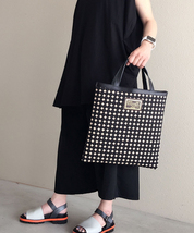 新品未使用★intoxic. イントキシック　バッグ ANDY アンディ トートバッグ レザー黒　ドットTote Bag★_画像2