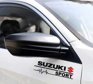  Suzuki SPORT door mirror window sticker 2P[ black ] Jimny Every Cross Be Wagon R Hustler Swift Spacia 